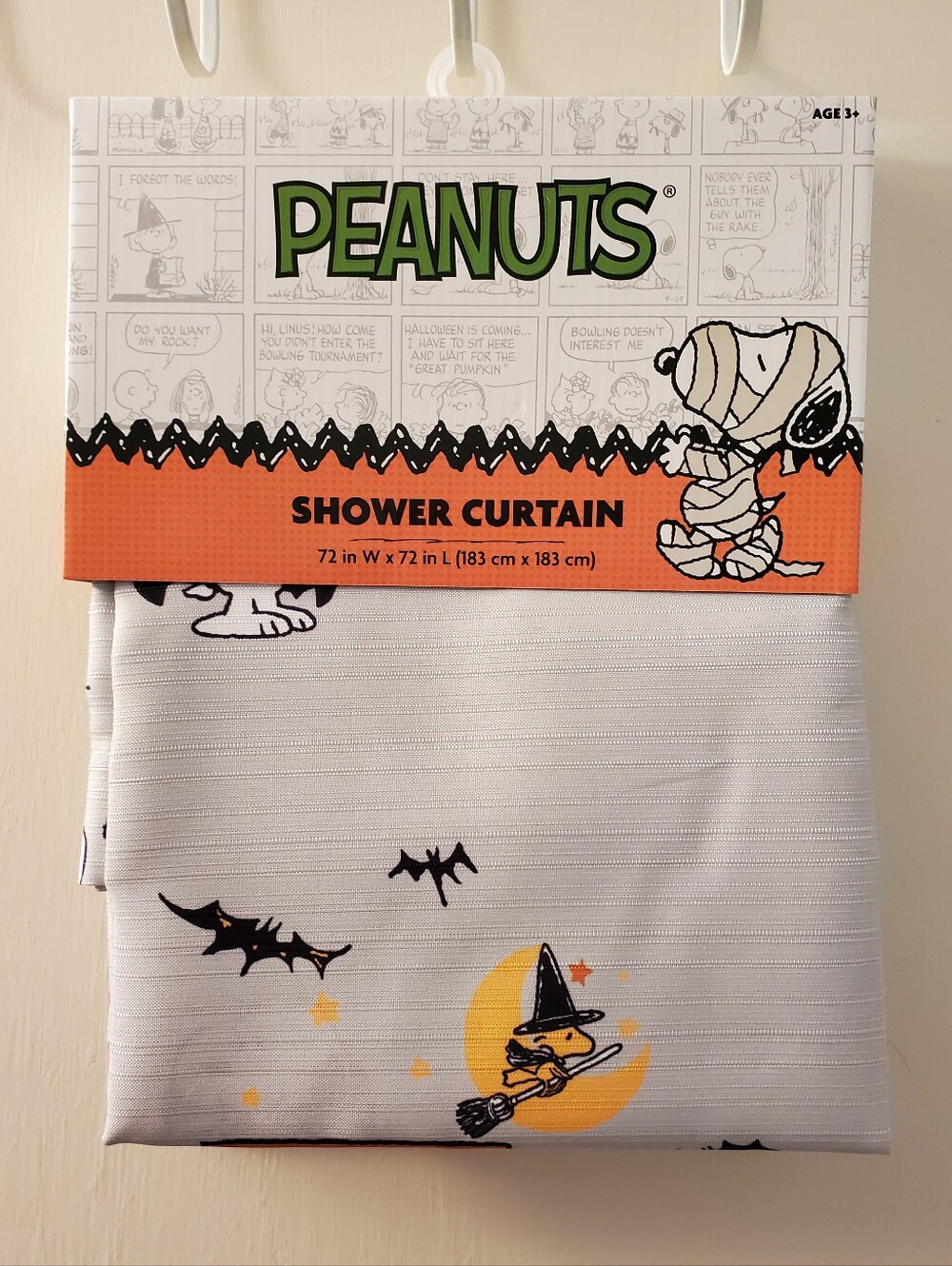 Halloween Snoopy Witchy Woodstock Peanuts Fabric Shower Curtain NWT